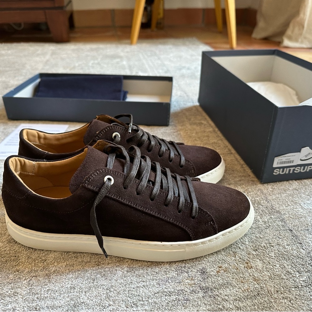 Brand new suit supply brown suede shoes